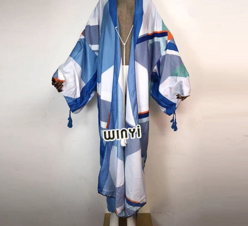 Boho Cotton Self Belted Tunic Kimono Wrap Dress