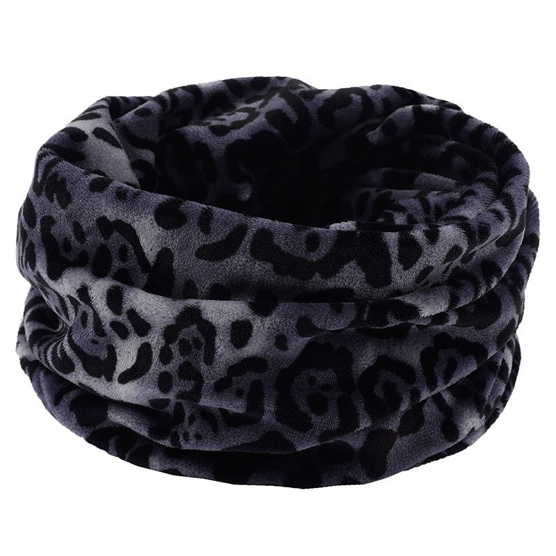 Wool Snood Knitted Winter Warm Plaid Print Chunky Neck Scarf