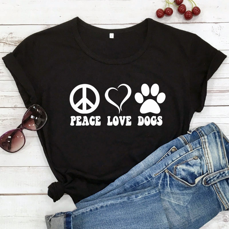 Peace Love Dogs  Aesthetic 90s Graphic Slogan Tshirt