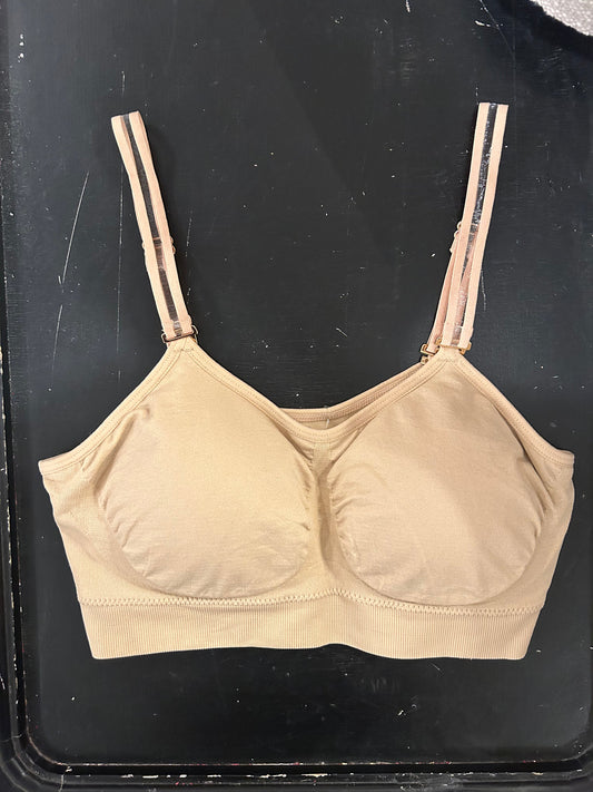 Thin Sheer Strap Bra in Nude