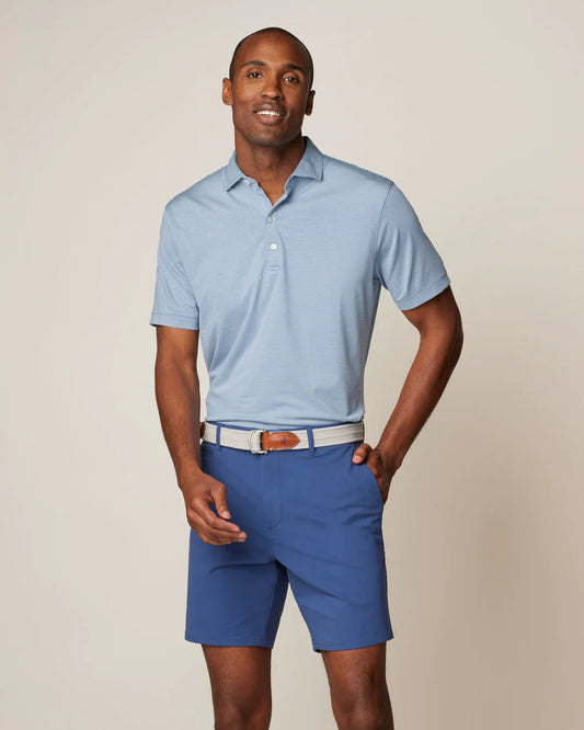 Lyndon Striped Jersey Performance Polo in Lake