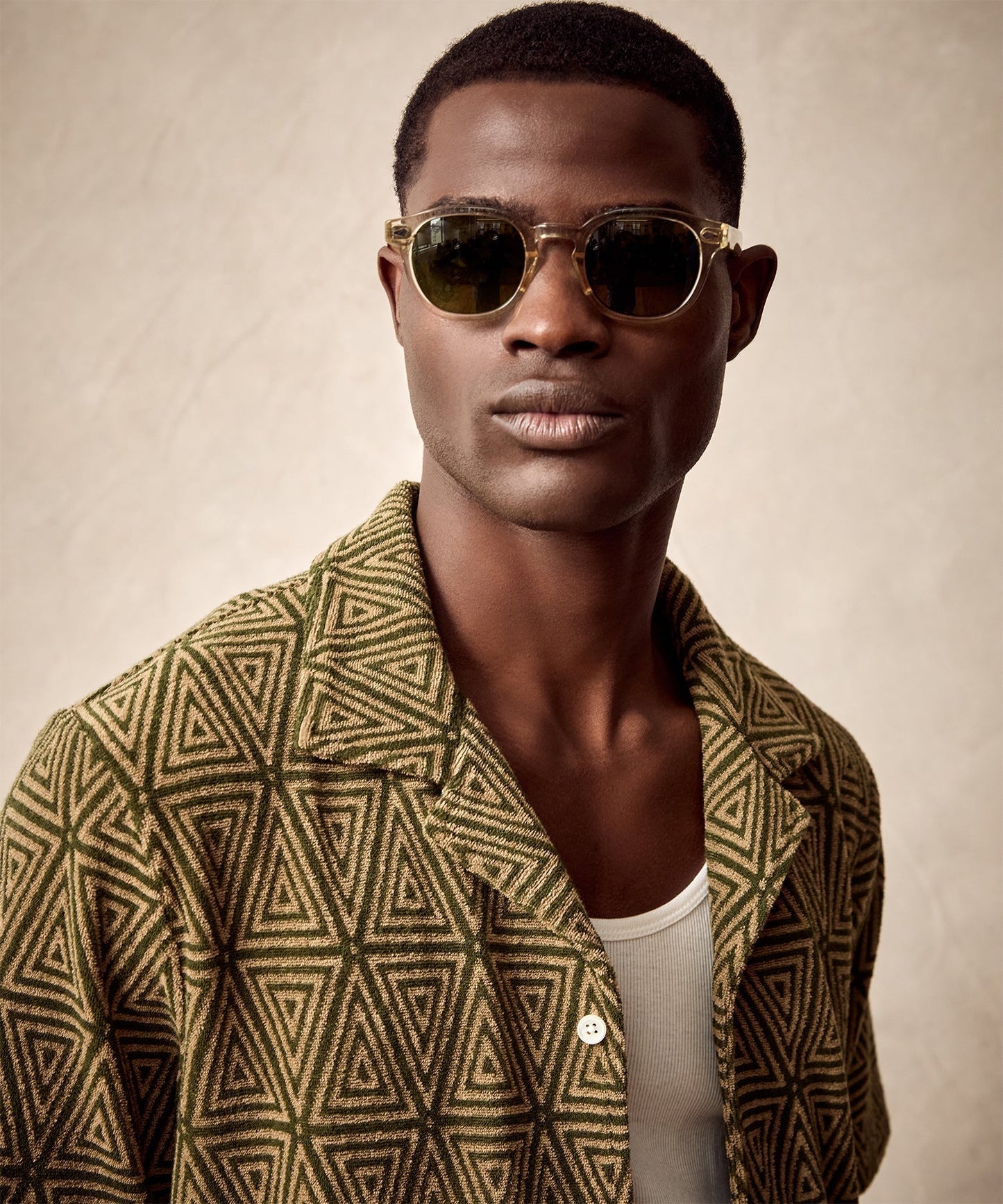 Jacquard Terry Cabana Polo Shirt in Green Leaf