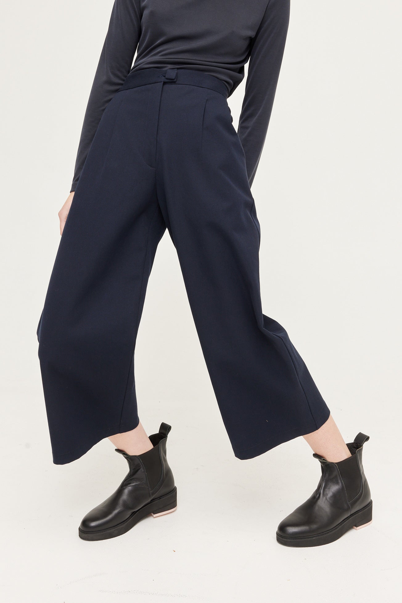 Wide Leg Tailored Pant - Classic Navy