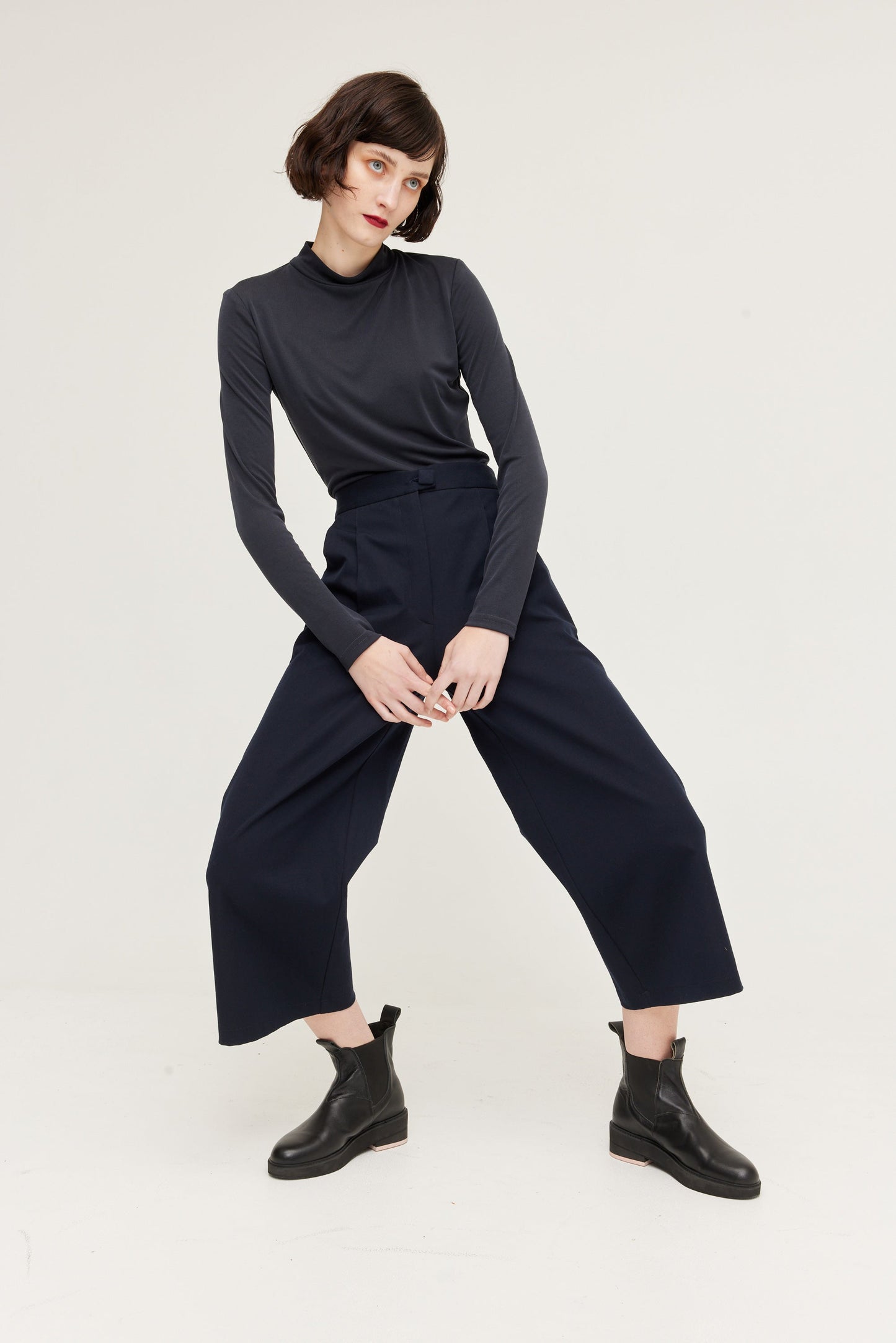 Wide Leg Tailored Pant - Classic Navy