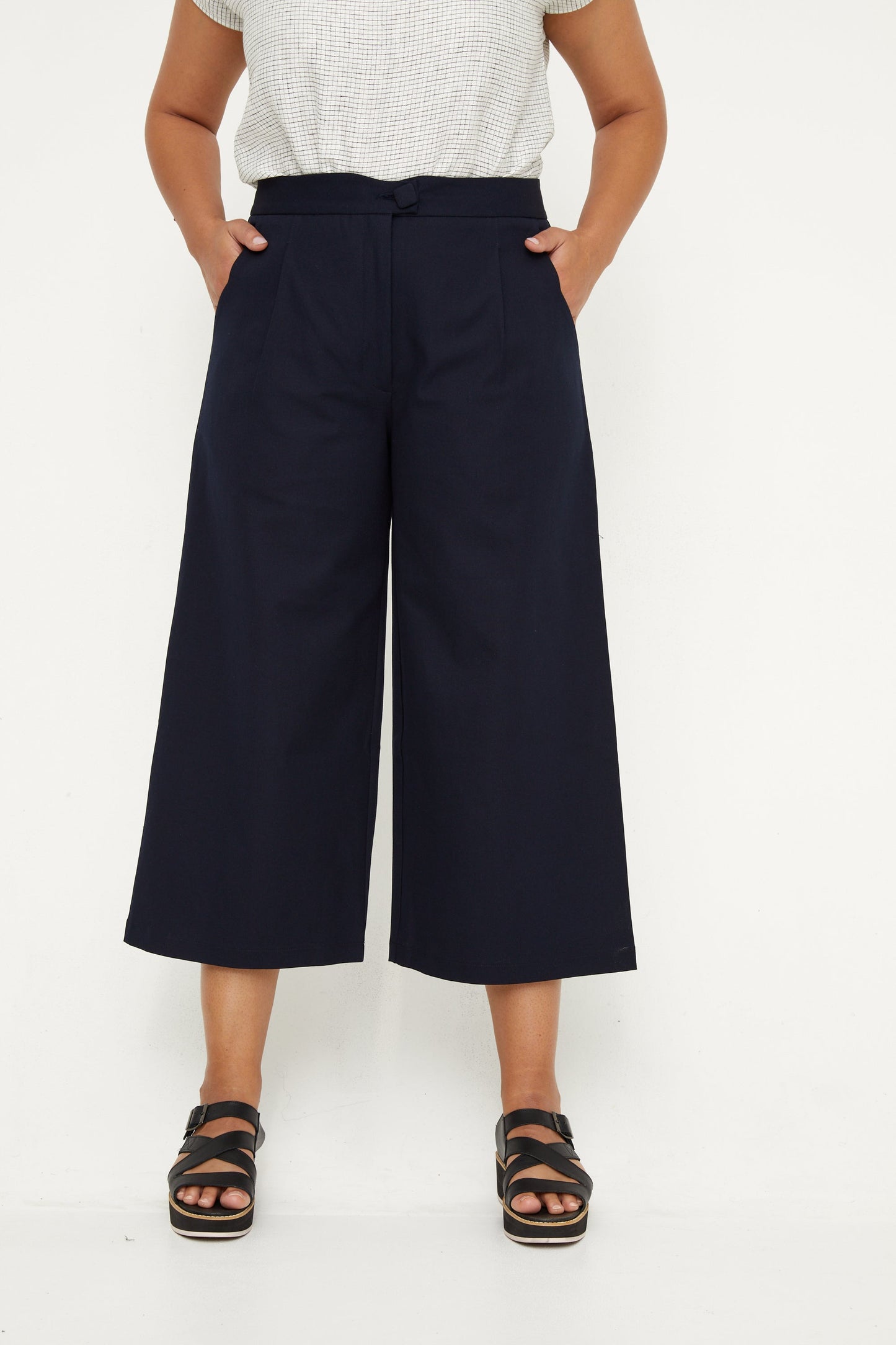 Wide Leg Tailored Pant - Classic Navy