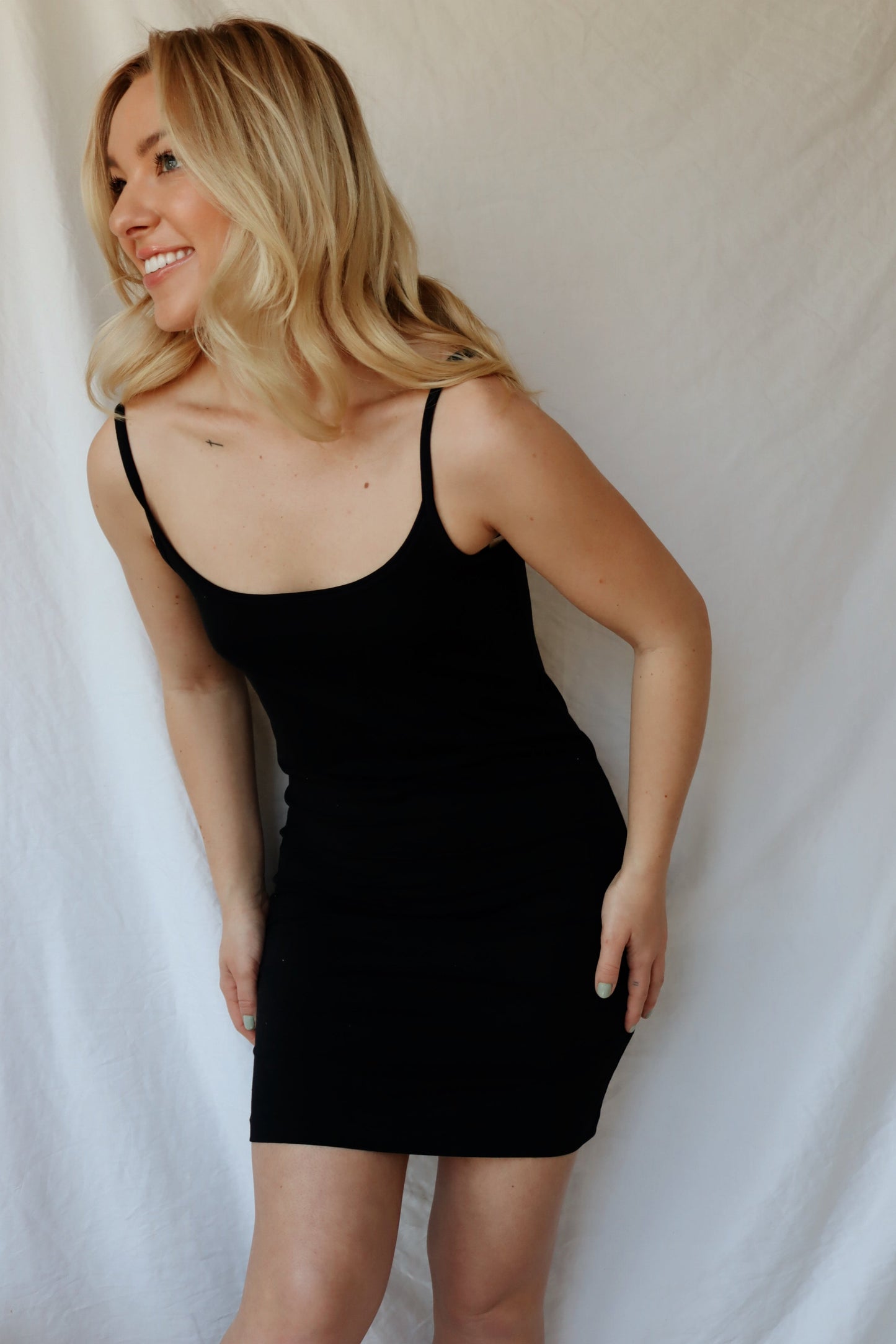 Knit Slip Dress in Black