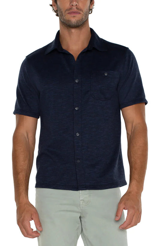 Short Sleeve Button Up Shirt in Navy