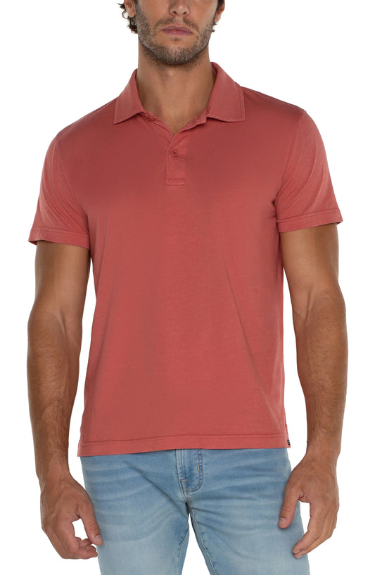 Garment Dyed Polo in Red