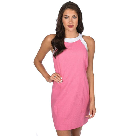The Arden Seersucker Dress in Rose by Lauren James - Country Club Prep