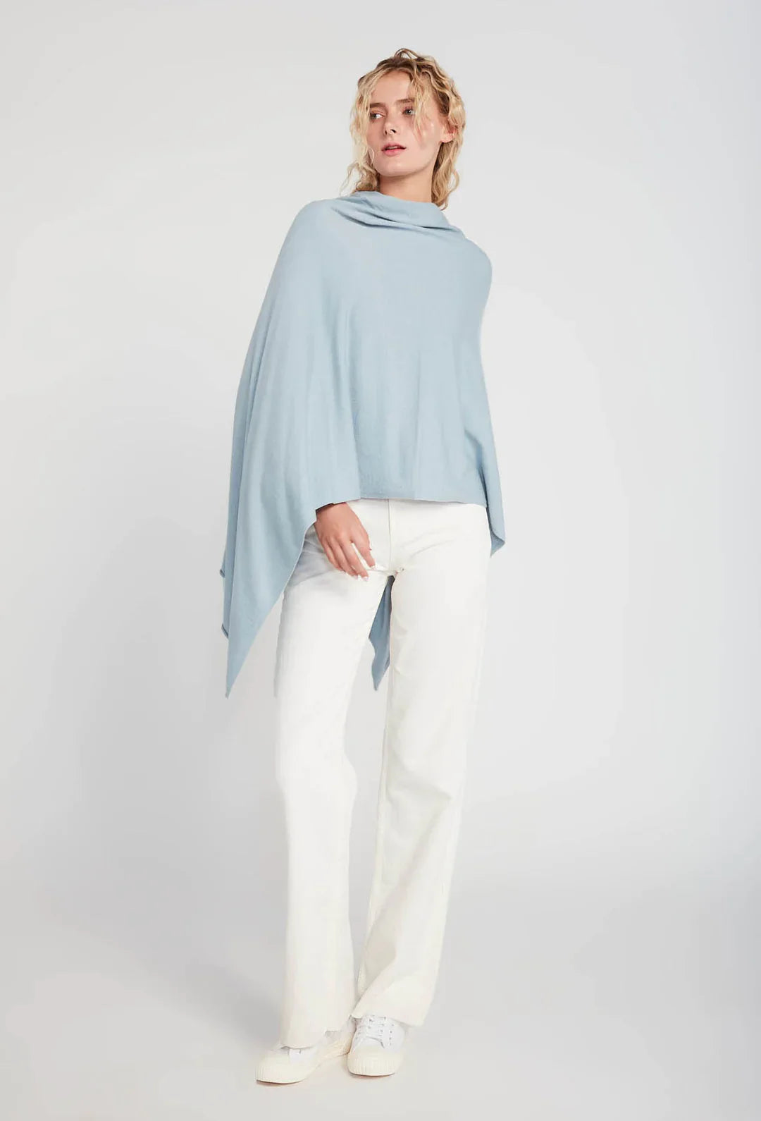 Terri Triangle Poncho in Light Blue