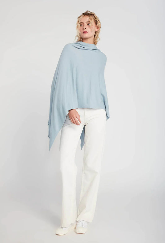 Terri Triangle Poncho in Light Blue