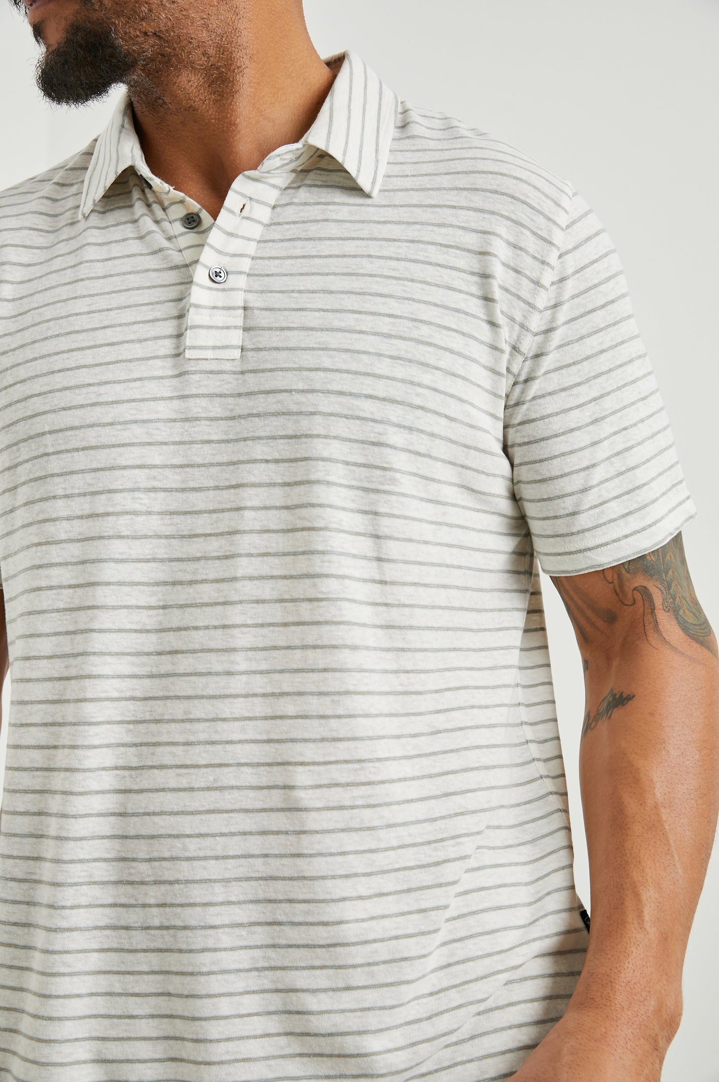 NAPOLI POLO SHIRT - CREAM BARLEY STRIPE