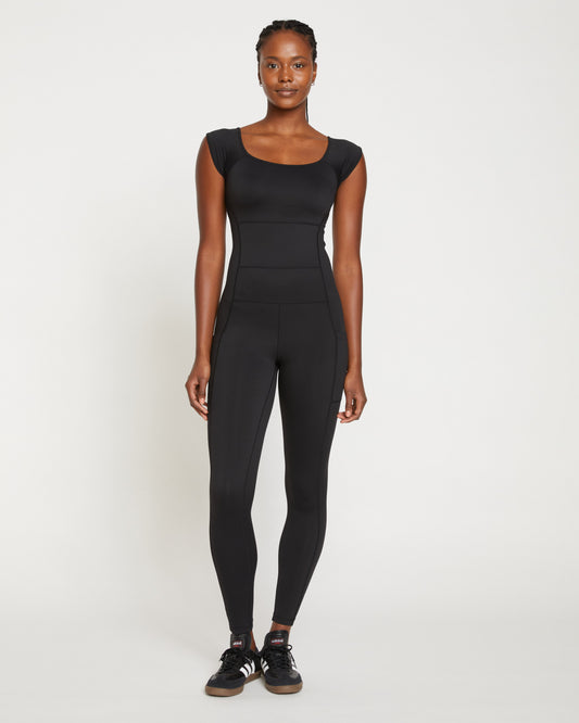 Next-to-Naked Cap Sleeve Bodysuit - Black