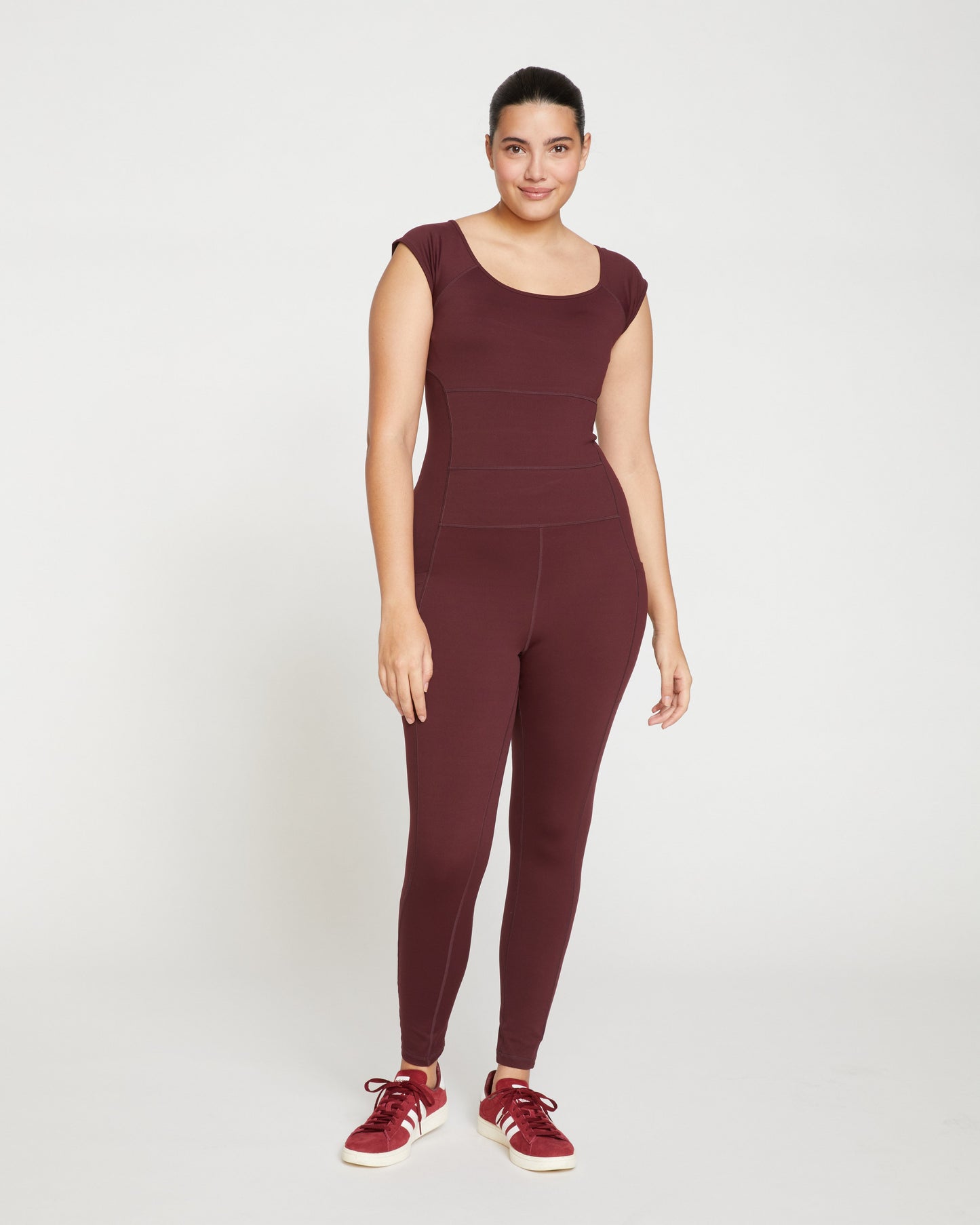 Next-to-Naked Cap Sleeve Bodysuit - Black Cherry