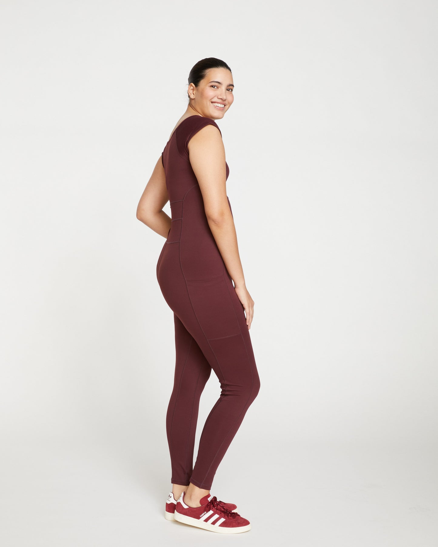 Next-to-Naked Cap Sleeve Bodysuit - Black Cherry