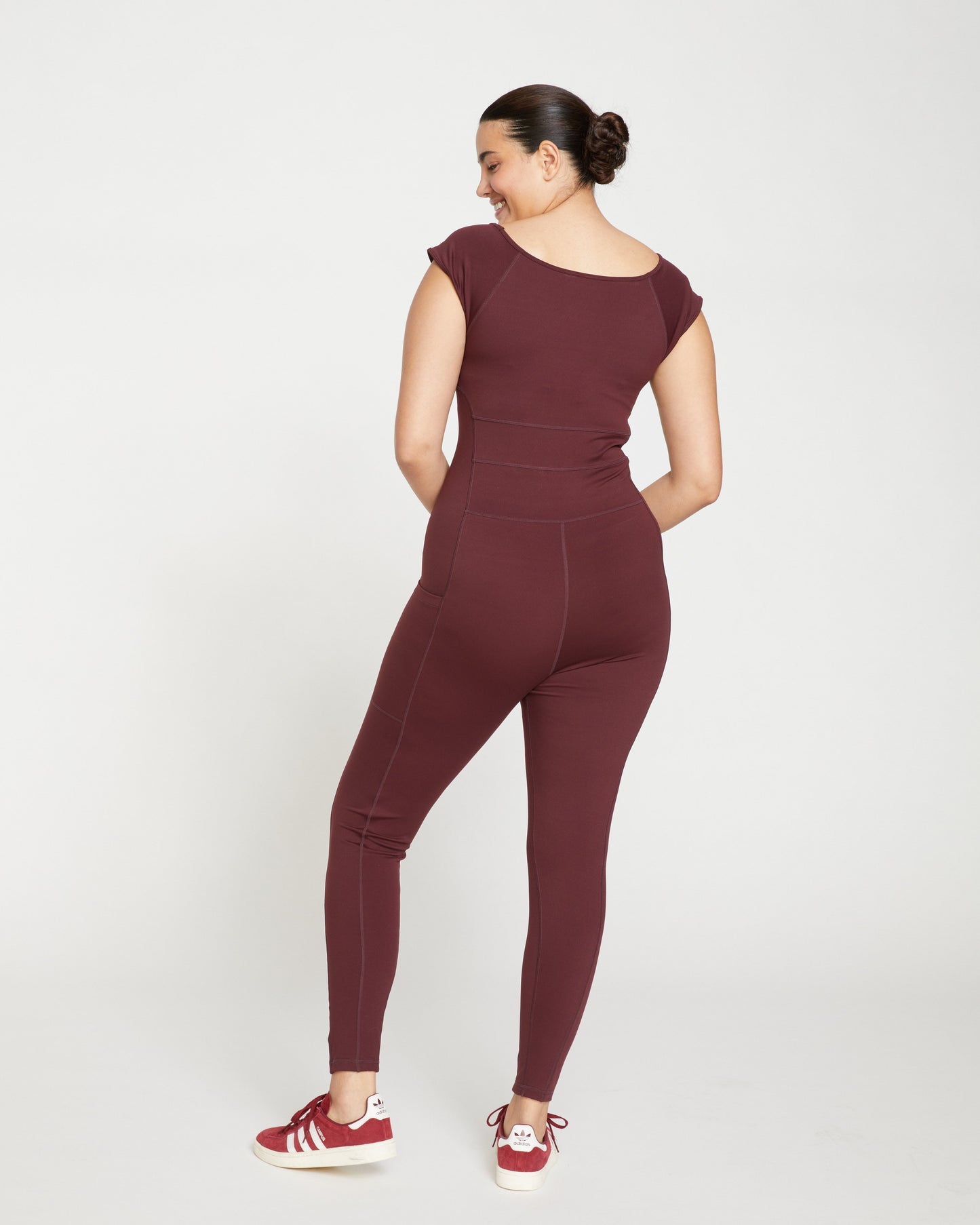 Next-to-Naked Cap Sleeve Bodysuit - Black Cherry