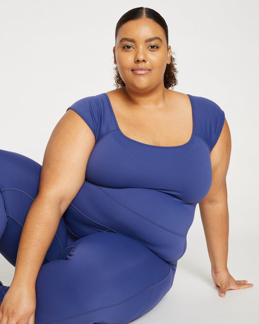 Next-to-Naked Cap Sleeve Bodysuit - Rich Cobalt