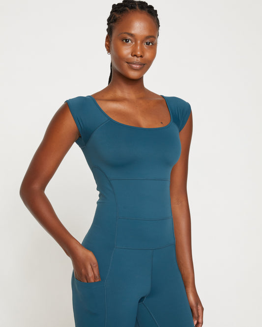 Next-to-Naked Cap Sleeve Bodysuit - Deep Sea