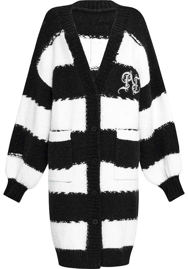 Punk Academy [White] | STRIPE LONG CARDIGAN*