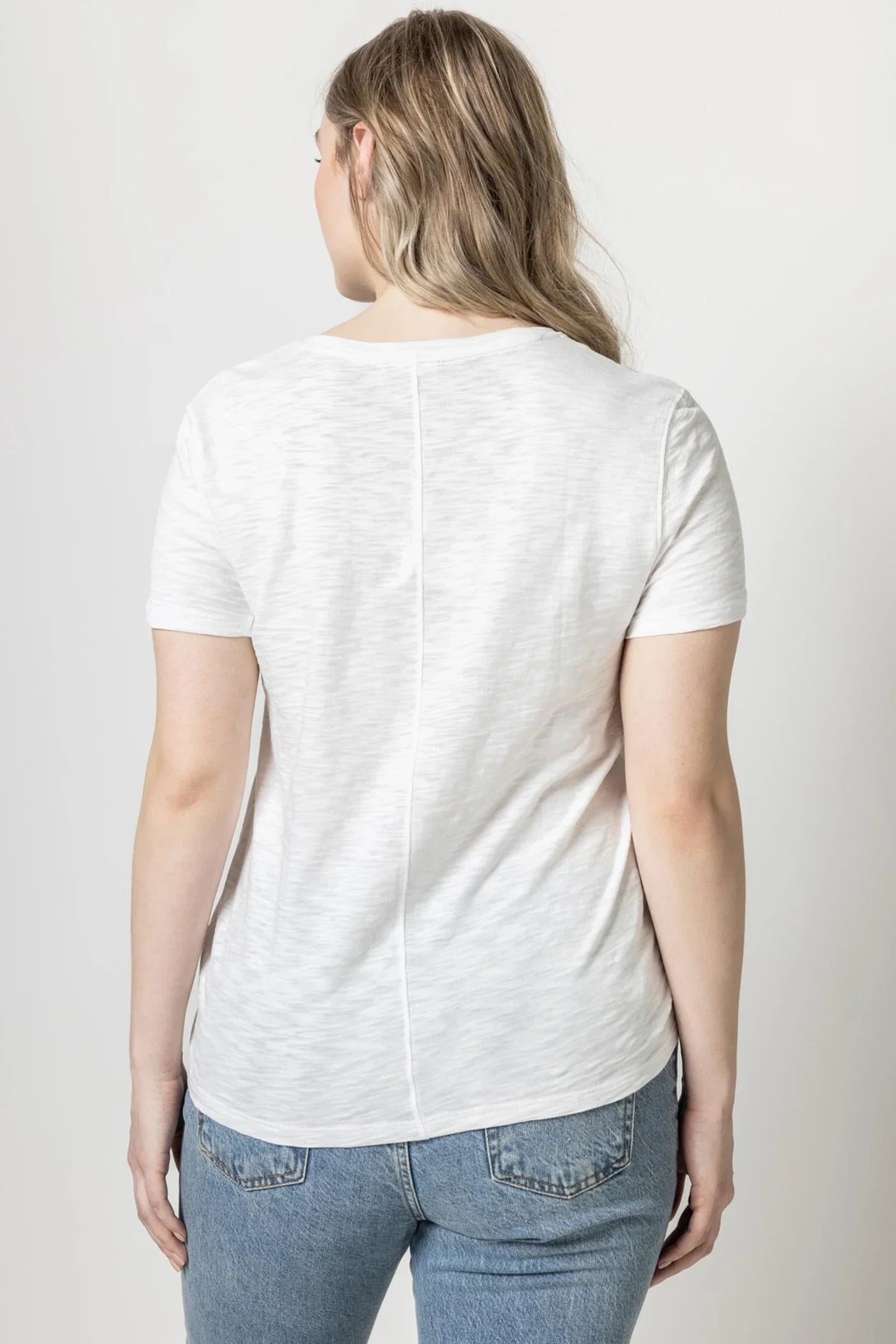 Crew Neck Back Seam Tee in White