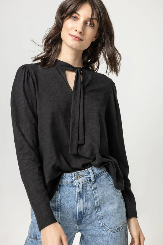 Tie Neck Top in Black