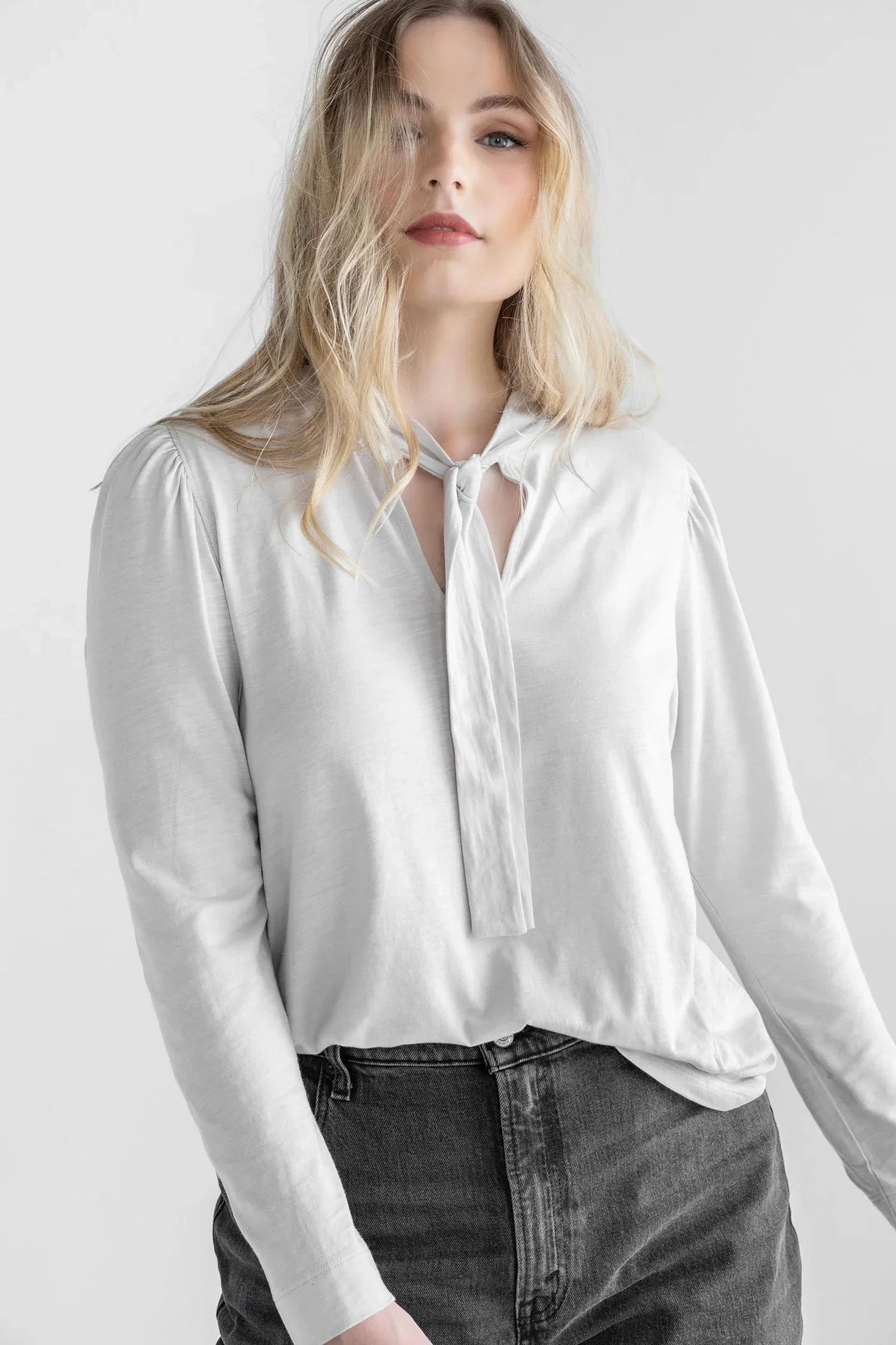 Tie Neck Top in Dove