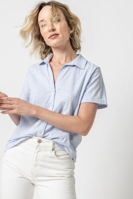 Short Sleeve Button Down Tee