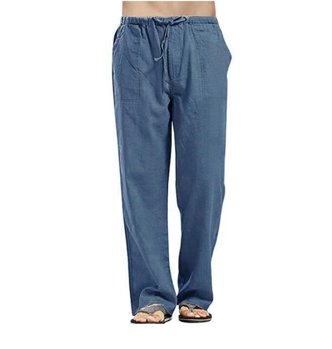 Casual Elastic Waist Linen Hip-Hop Trouser Pants - Size 4XL