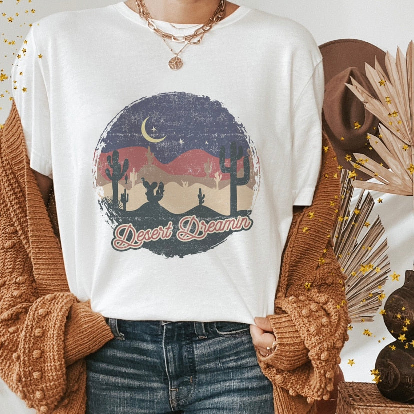 Vintage Western Denim Cartoon Graphic Top - Size Medium