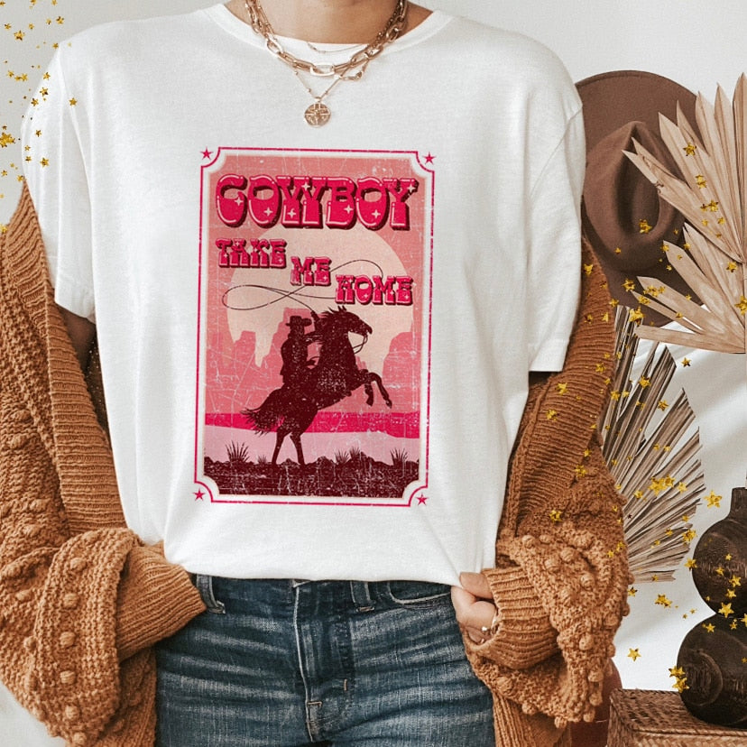 Vintage Western Denim Cartoon Graphic Top - SIze Small