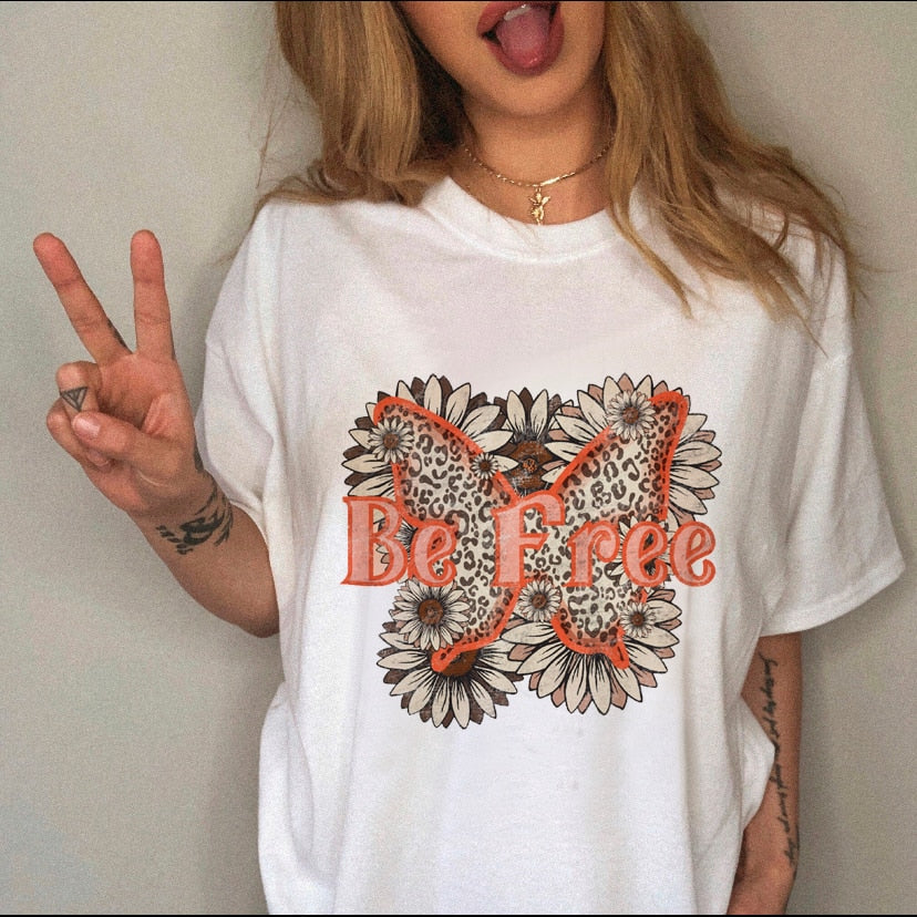 Women Leopard Skull Graphic  Cow Bull  T-shirt For Women - Size Medium