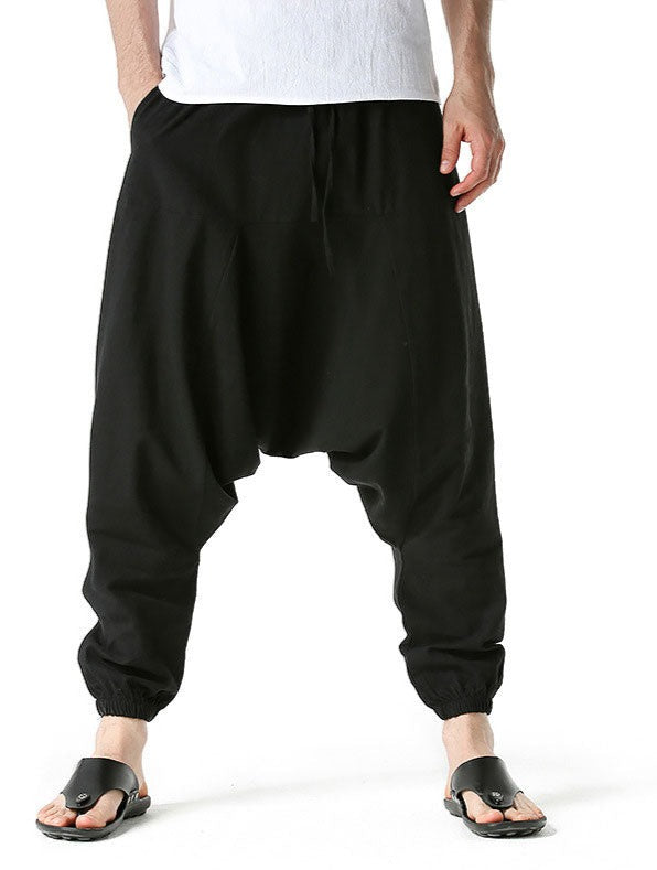 Casual Cotton Yoga Drop Crotch Joggers Sweatpants-Small Size