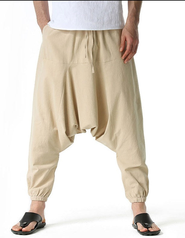 Casual Cotton Yoga Drop Crotch Joggers Sweatpants-Small Size