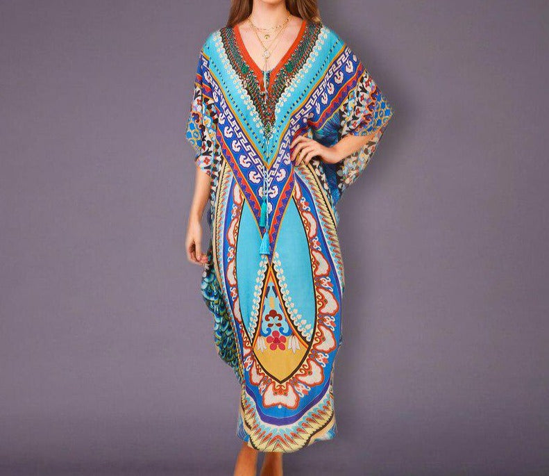 Kaftan Tunic Dress Robe - Ishka