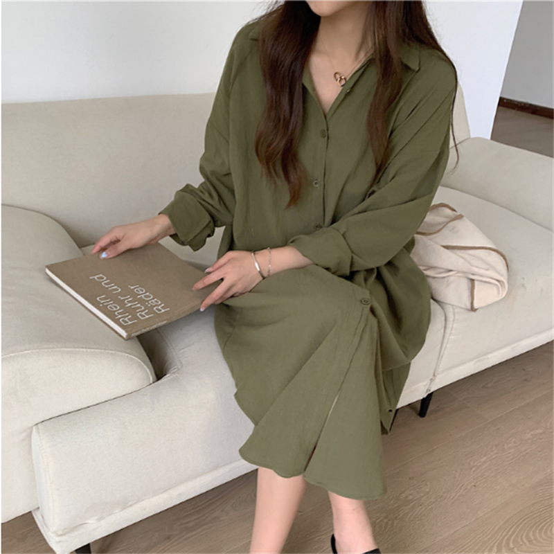 Vintage Cotton Oversized Turn-down Collar Evening Dress