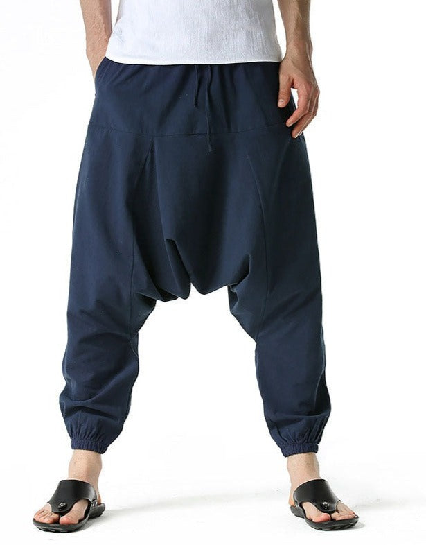 Casual Cotton Yoga Drop Crotch Joggers Sweatpants-Small Size