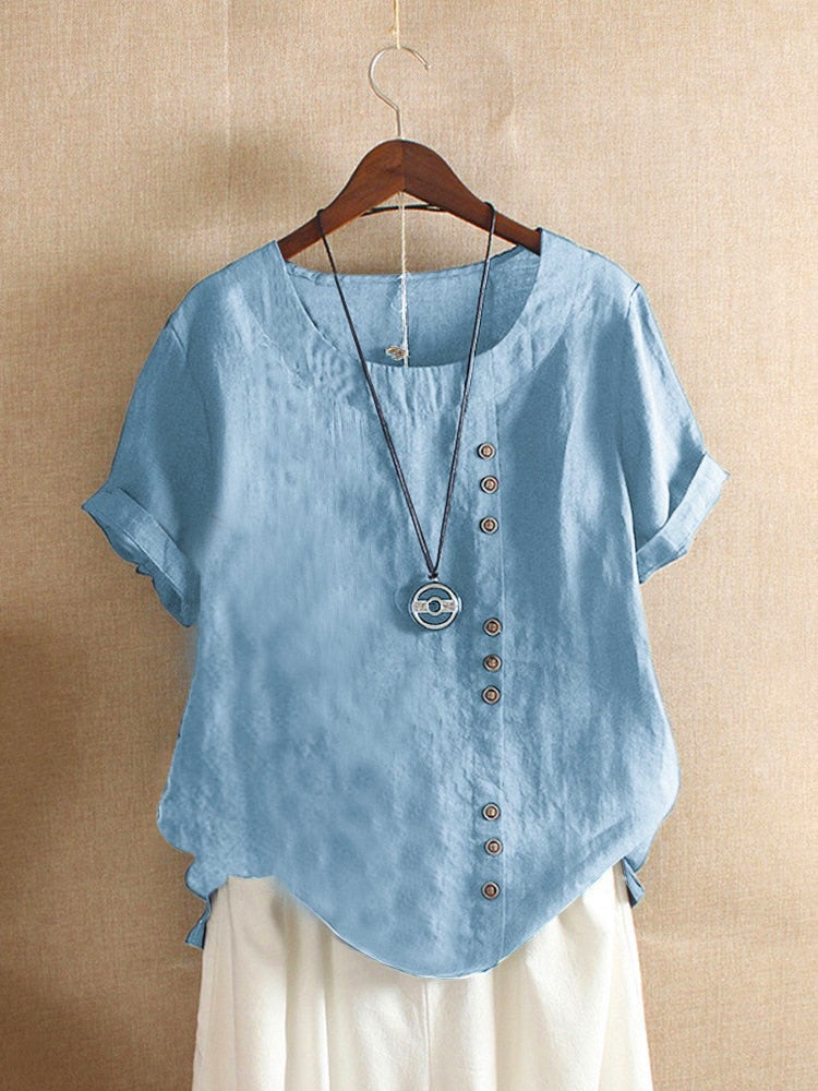 Summer Cotton Linen Femme Vetement Tshirt - size XXL