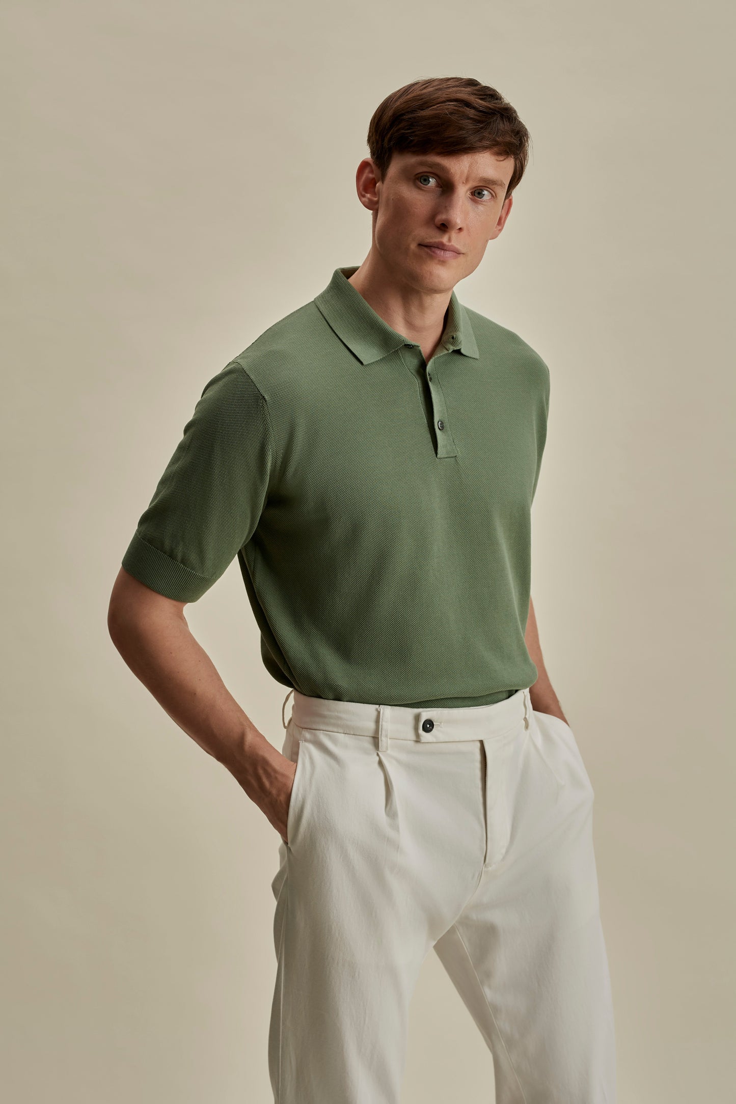 Cotton Air Crepe Polo Shirt