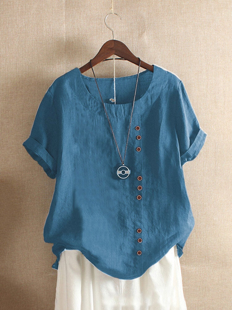 Summer Cotton Linen Femme Vetement Tshirt - size XXL