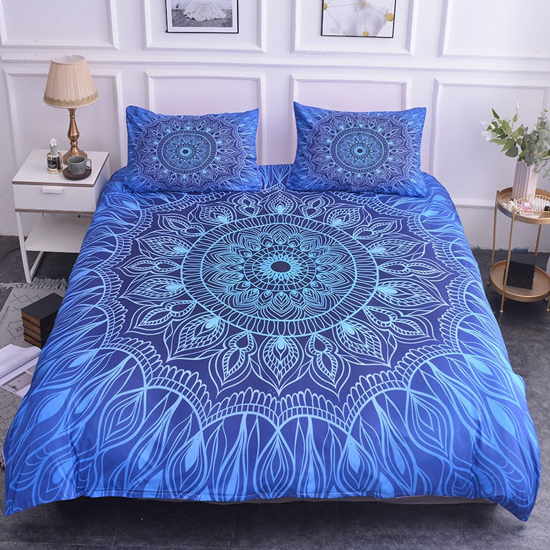 Mandala Abstract Flower Bohemian Quilt Bedding Set - size 200x200cm 3pcs
