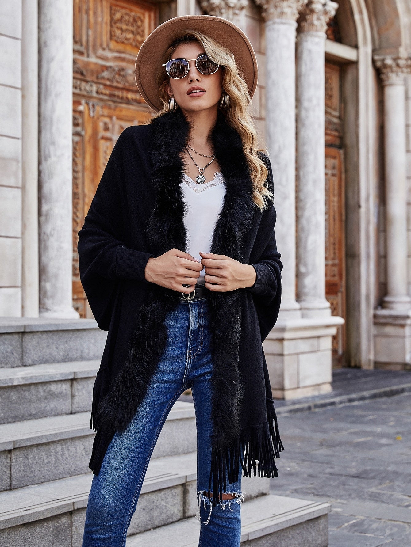 Winter Fur Collar Cardigan