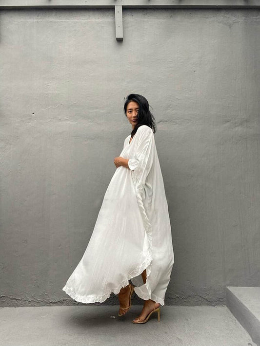Bohemian White Oversized Cover Up Sarong
