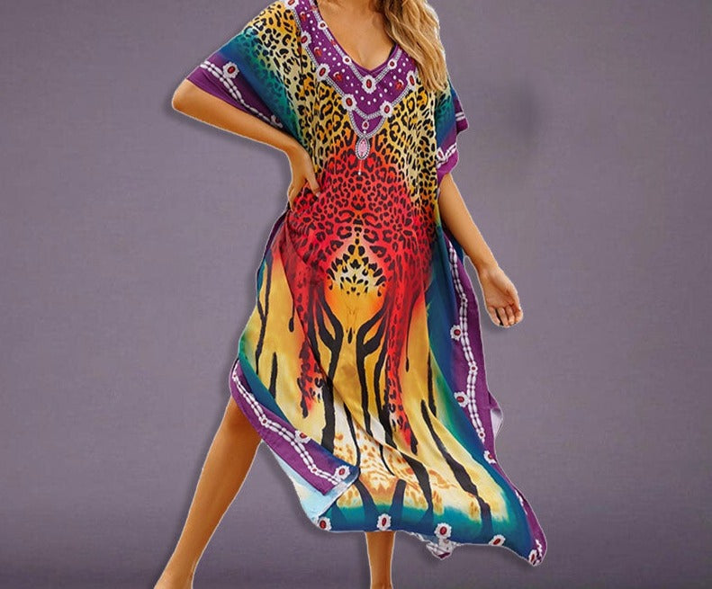 Kaftan Tunic Dress Robe - Ishka
