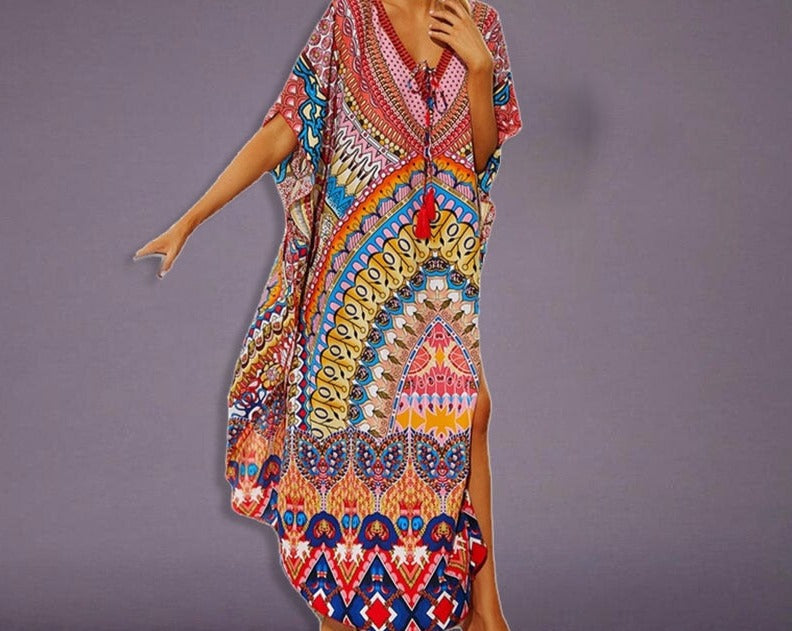 Kaftan Tunic Dress Robe - Ishka