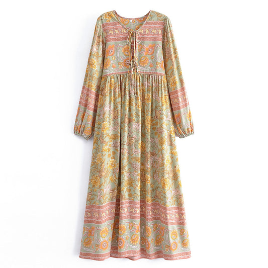 Tie Neck Loose Maxi Dress
