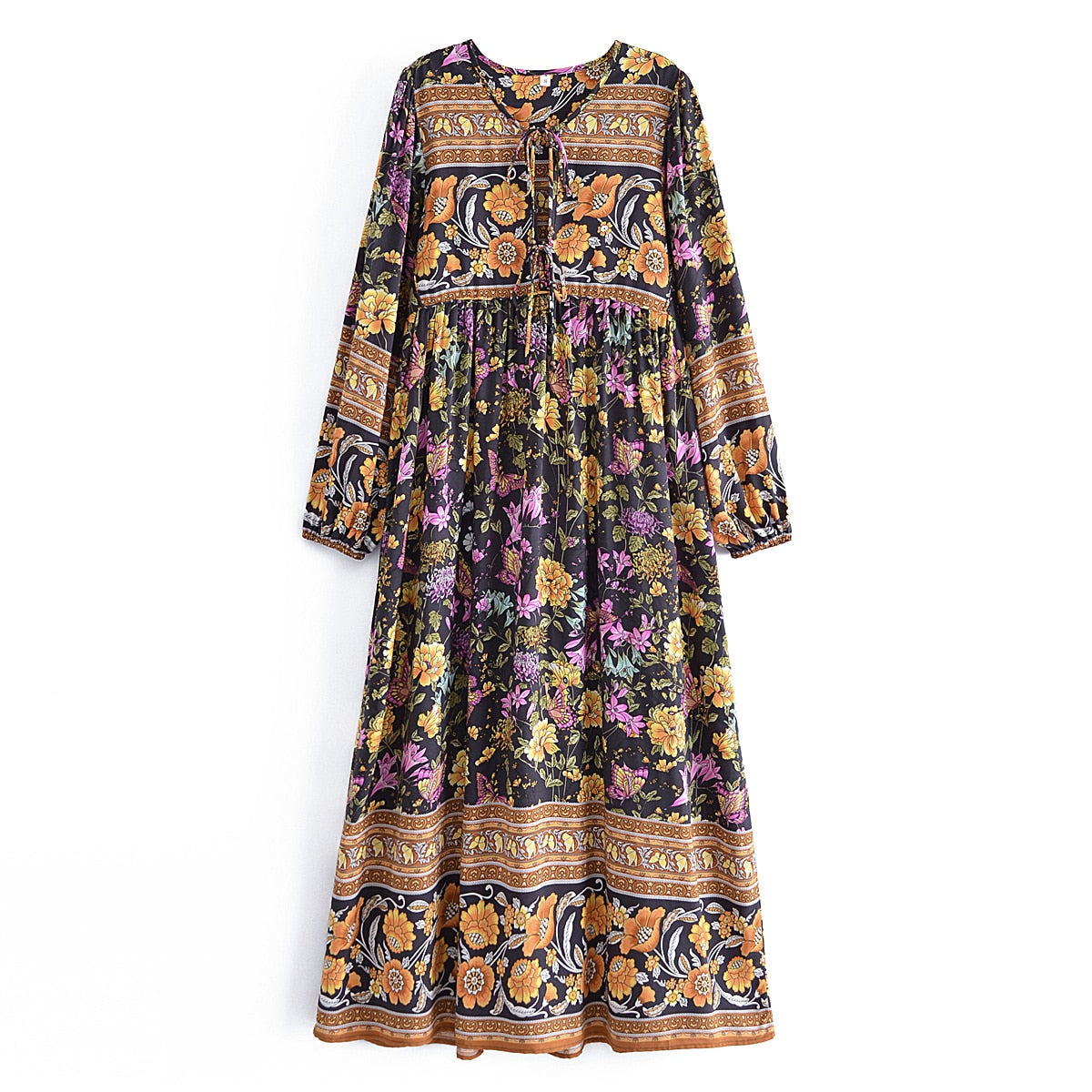 Tie Neck Loose Maxi Dress
