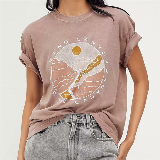 Vintage Boho Inspired Cameo Cotton Casual Graphic Tshirt
