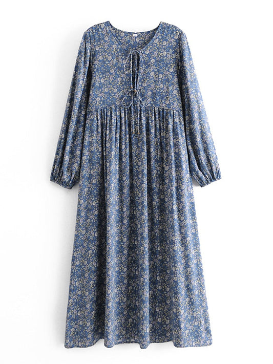 Ethnic Chic Floral Print Rayon Cotton Maxi Dress