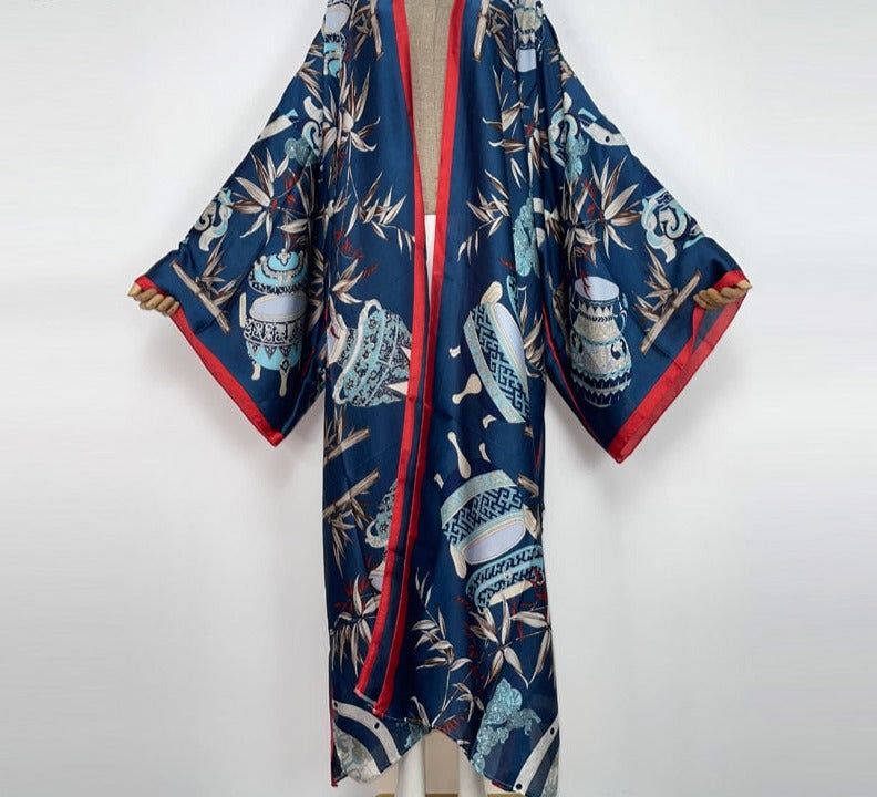 Boho Colorful Stitch Kimono Kaftan Cardigan