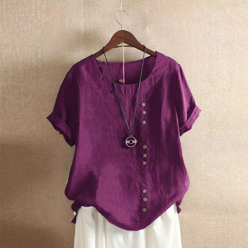 Summer Cotton Linen Femme Vetement Tshirt - size small